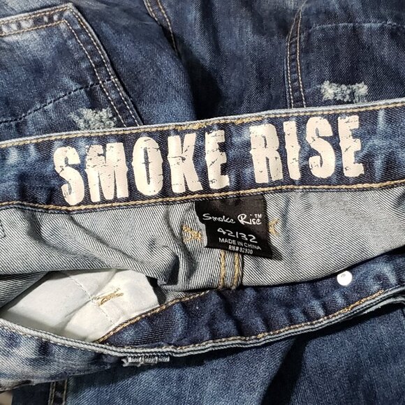 Smoke Rise  Distressed Bleached Jeans  Men's 42 X 32  Straight Leg  Relaxed - Picture 4 of 7
